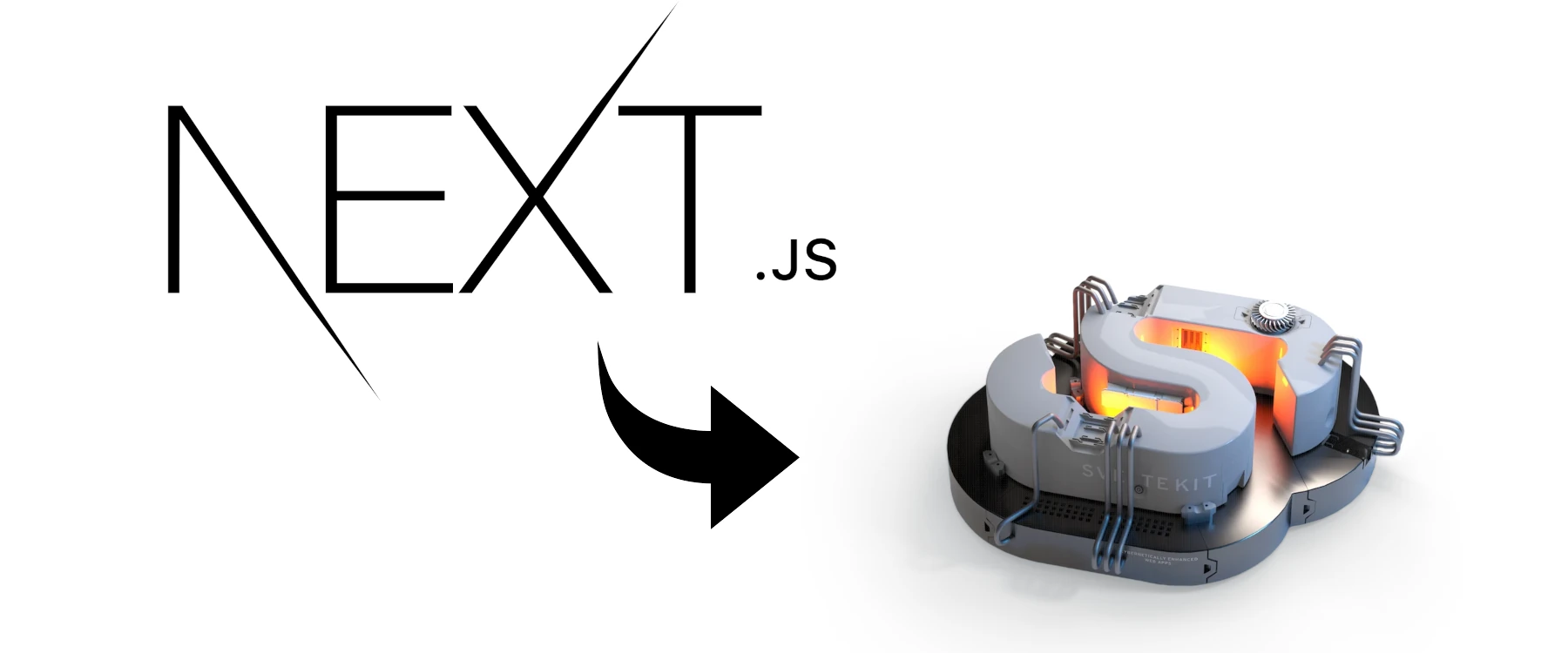 The Next.js logo and an arrow pointing towards the SvelteKit logo